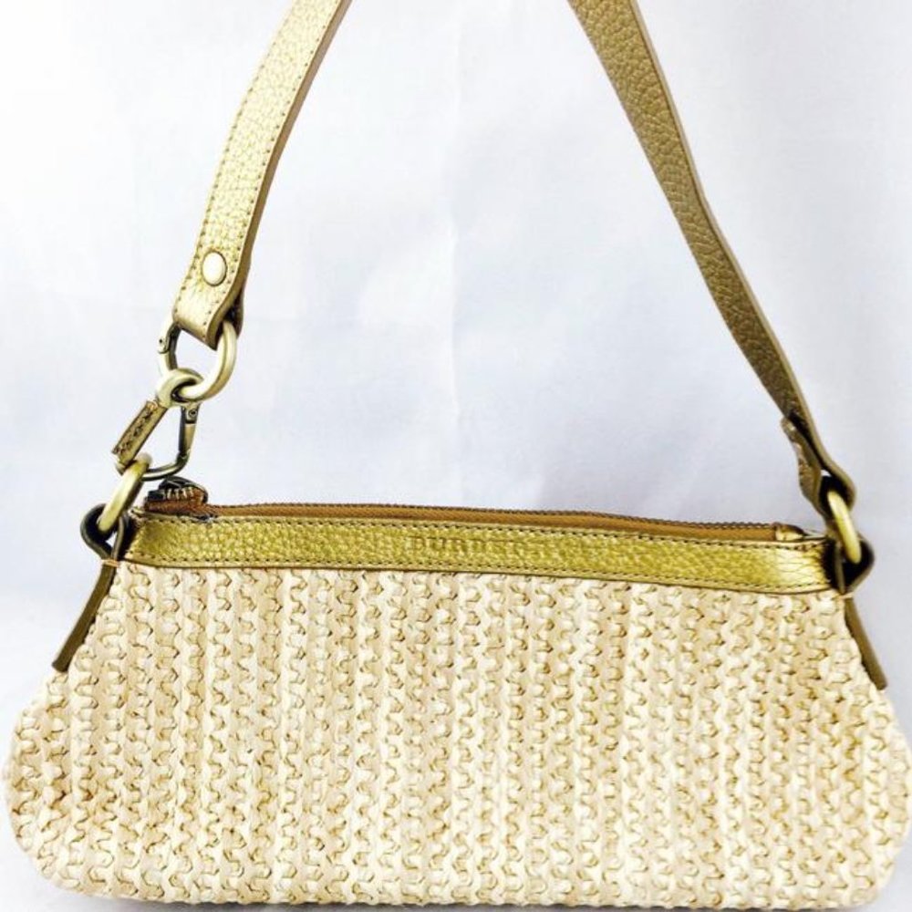 Burberry~ Straw Canvas Baguette